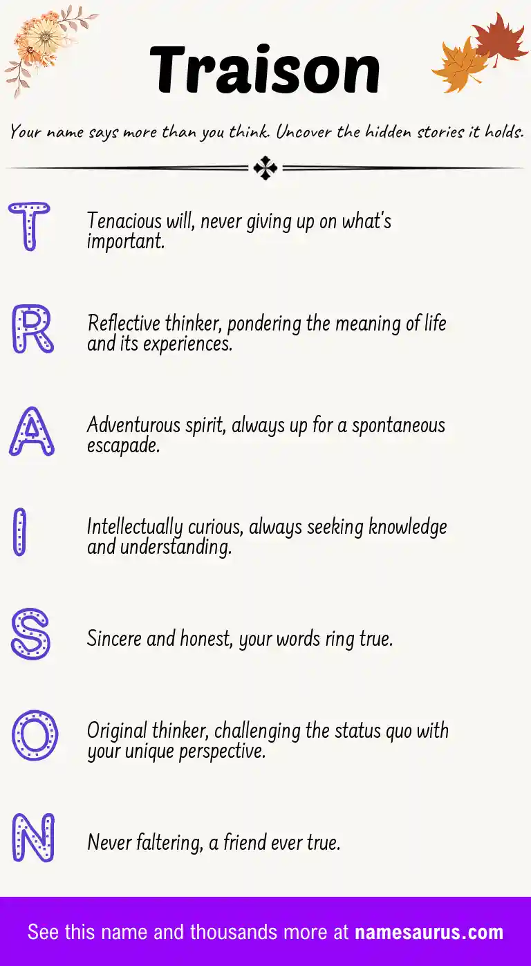 Acrostic poem about Traison.