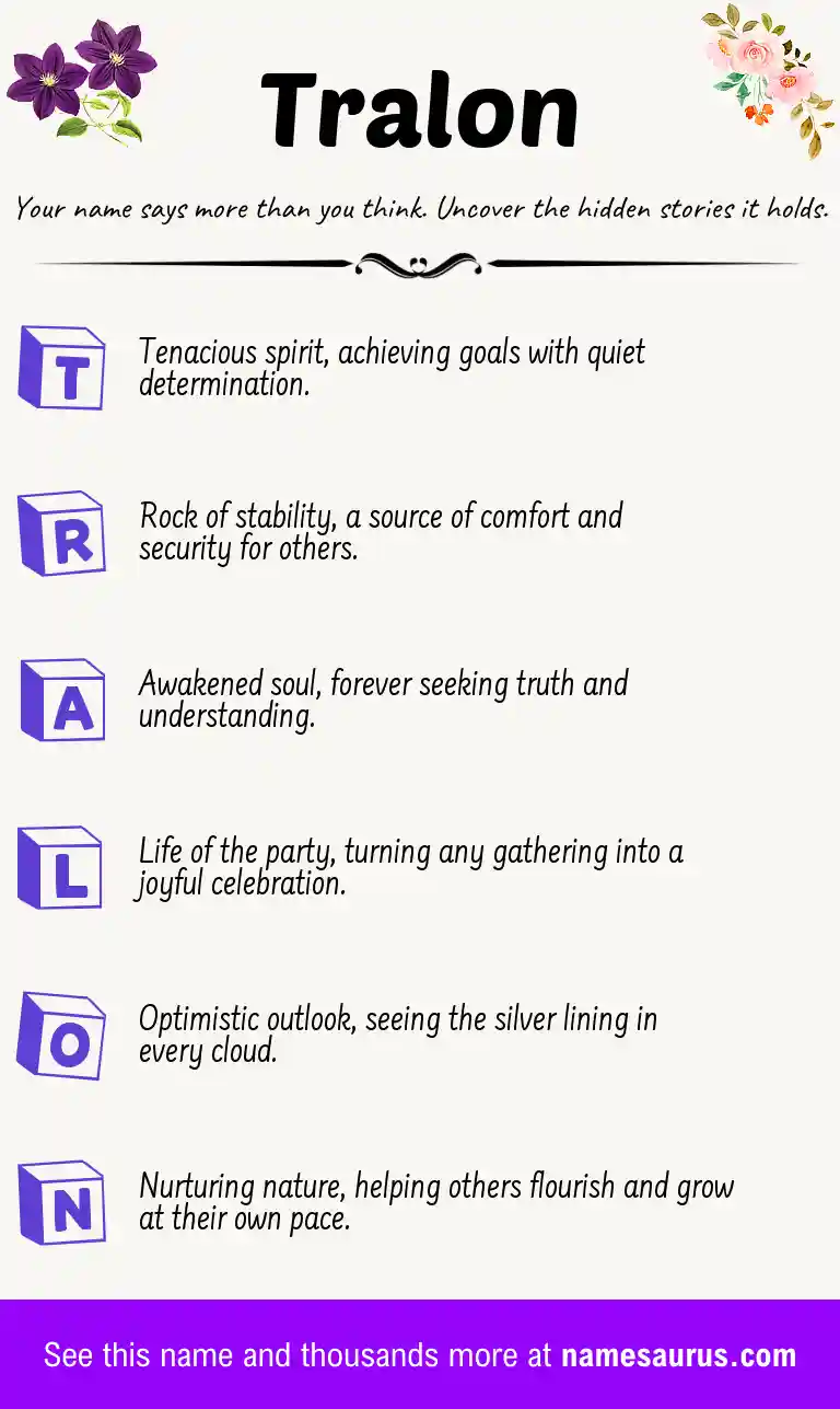 Acrostic poem about Tralon.