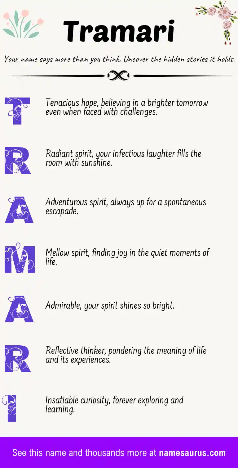 Acrostic poem about Tramari.