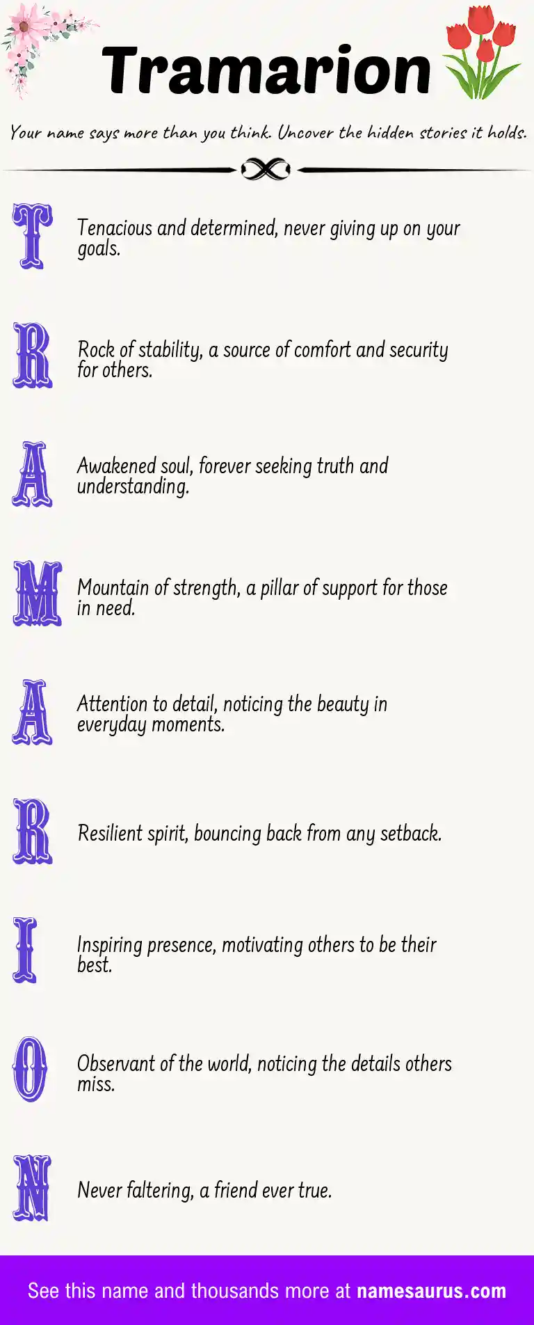 Acrostic poem about Tramarion.