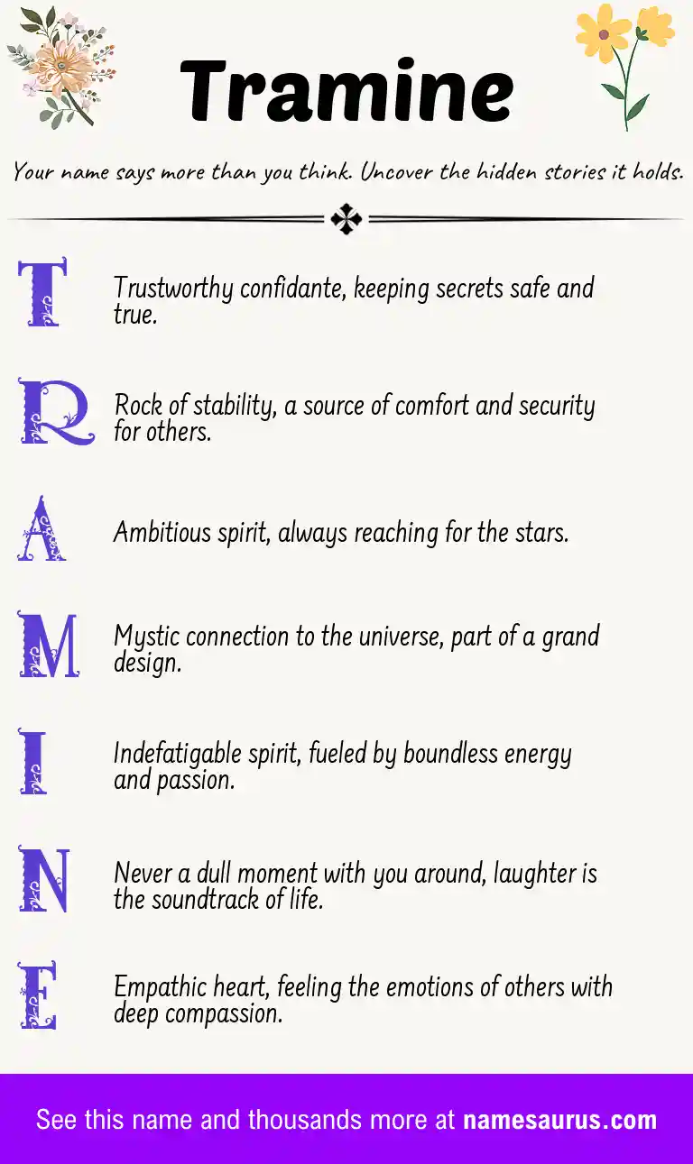 Acrostic poem about Tramine.