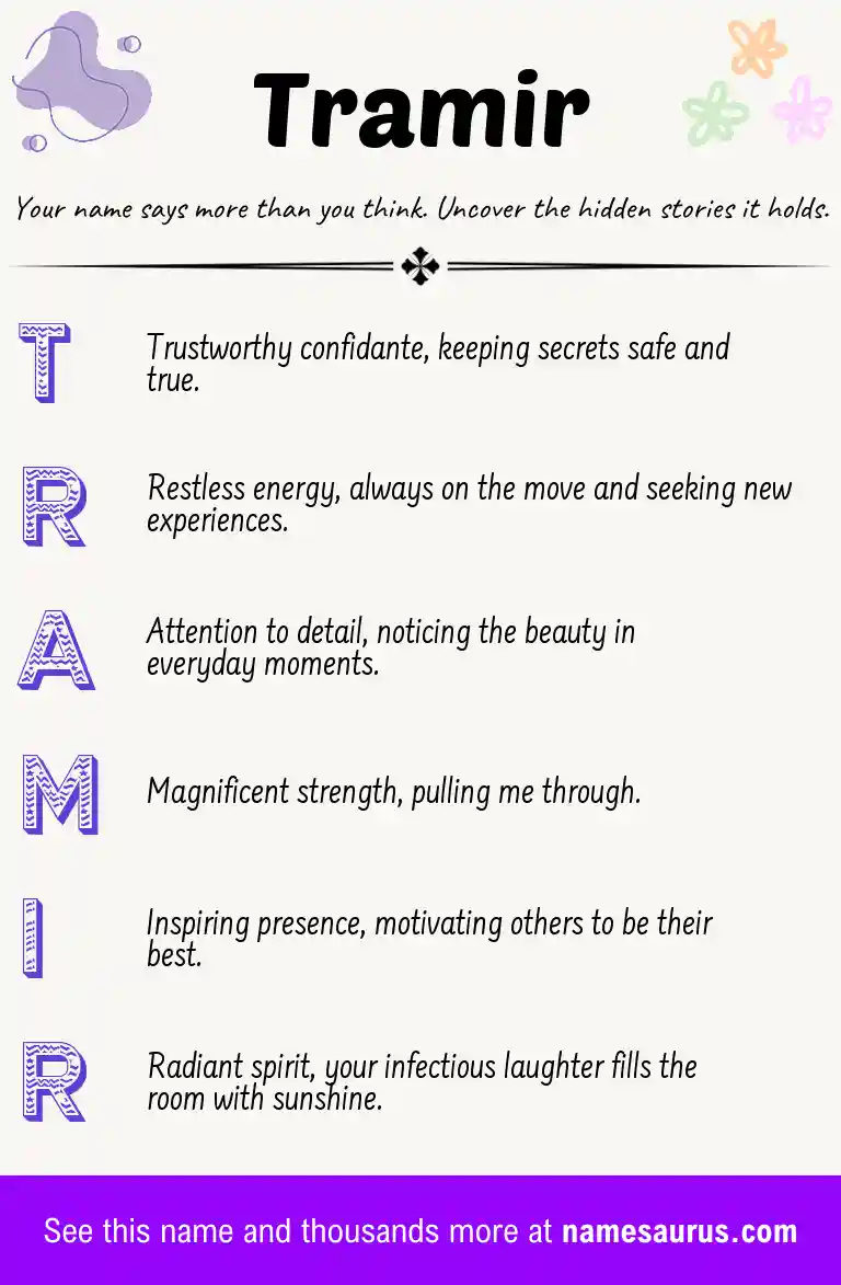 Acrostic poem about Tramir.