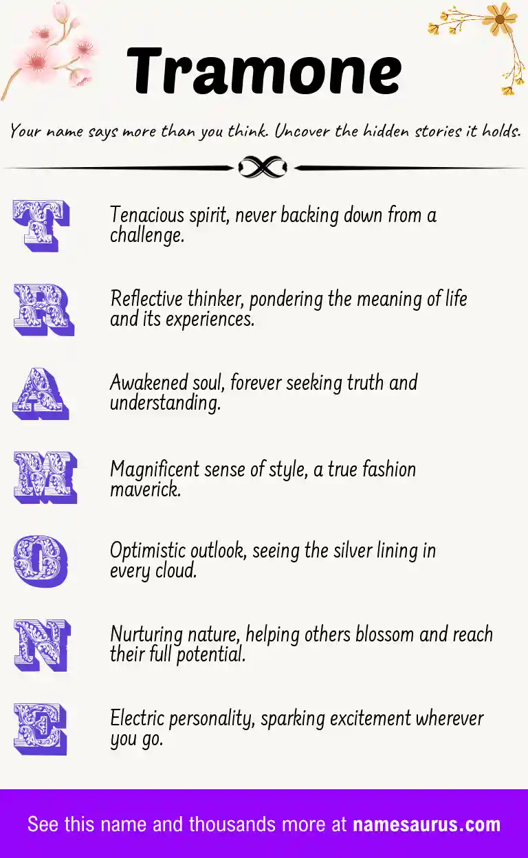 Acrostic poem about Tramone.