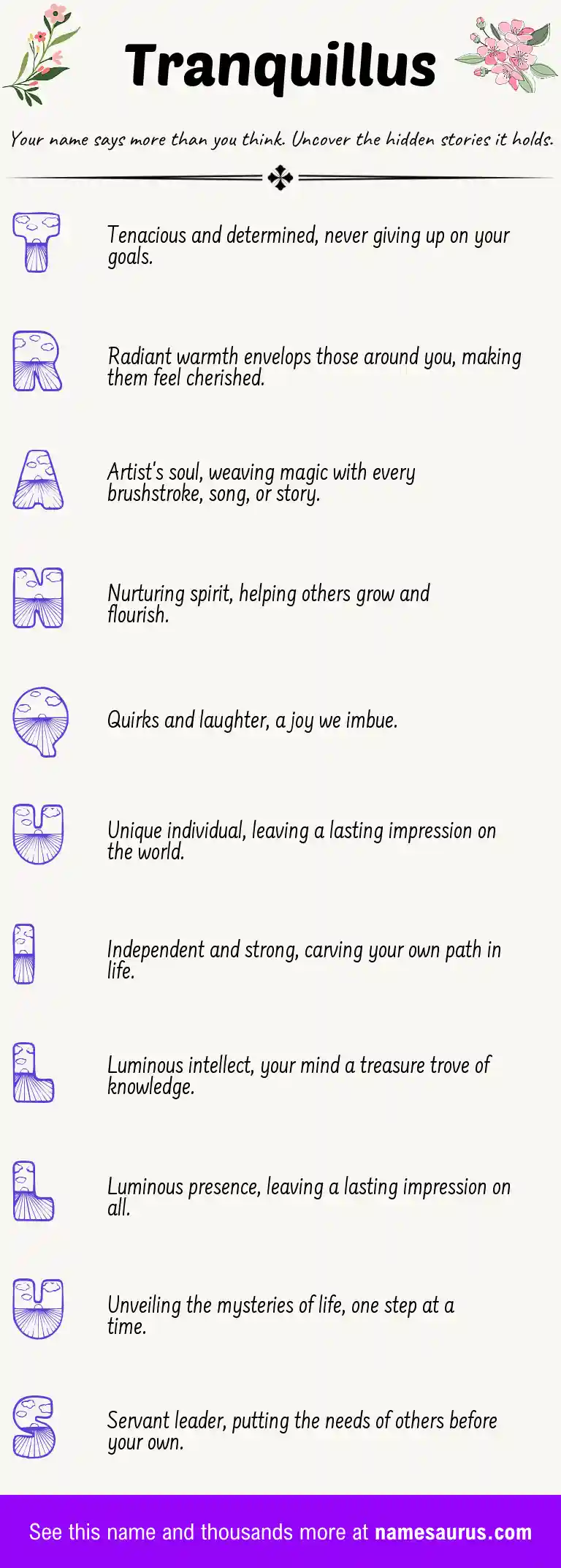 Acrostic poem about Tranquillus.