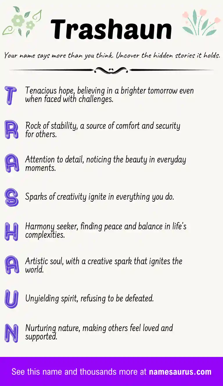 Acrostic poem about Trashaun.