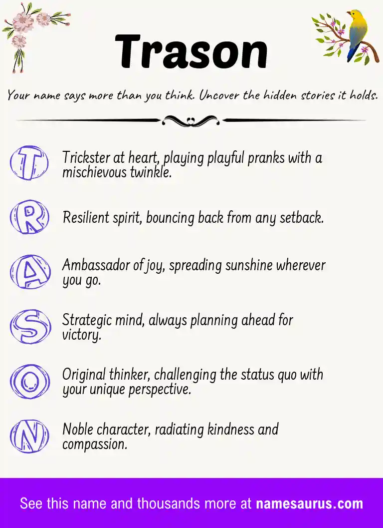 Acrostic poem about Trason.