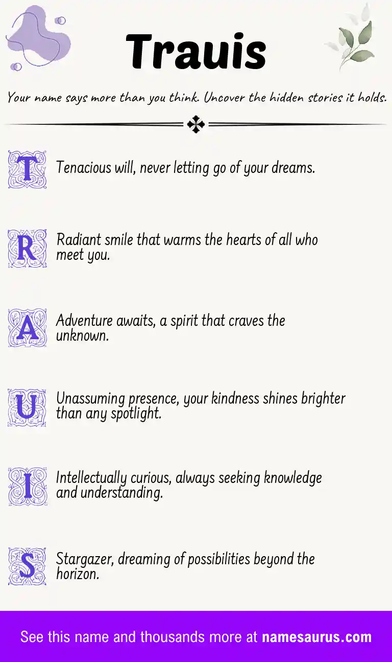 Acrostic poem about Trauis.