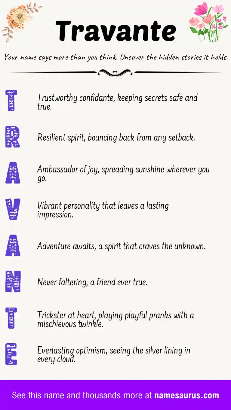 Acrostic poem about Travante.