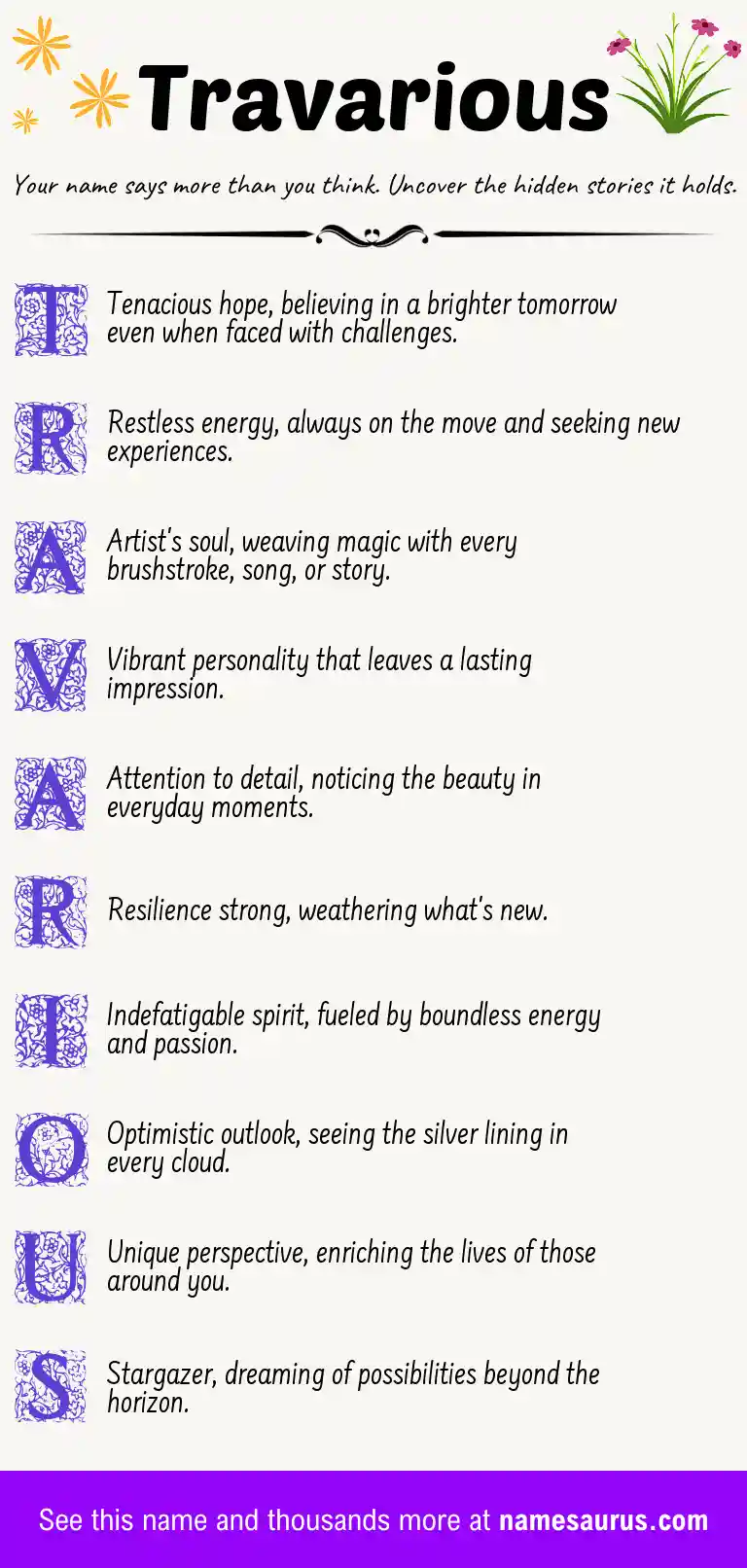 Acrostic poem about Travarious.