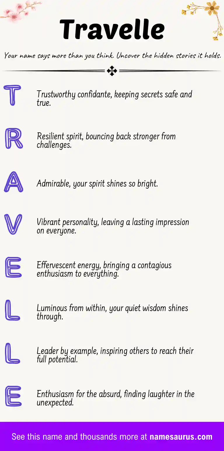 Acrostic poem about Travelle.