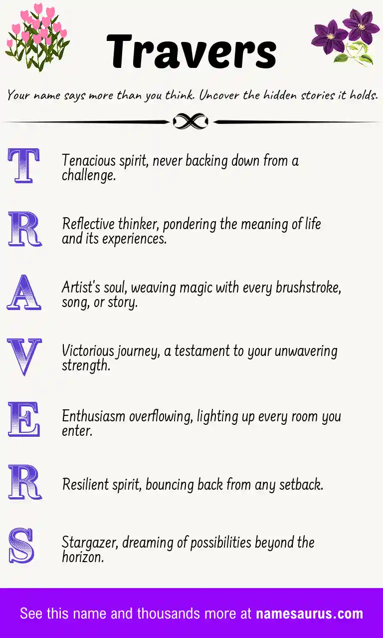 Acrostic poem about Travers.