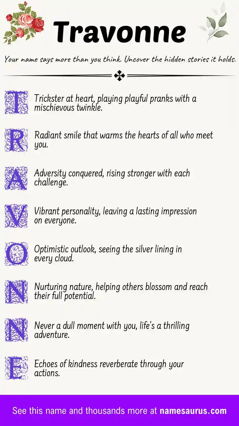 Acrostic poem about Travonne.