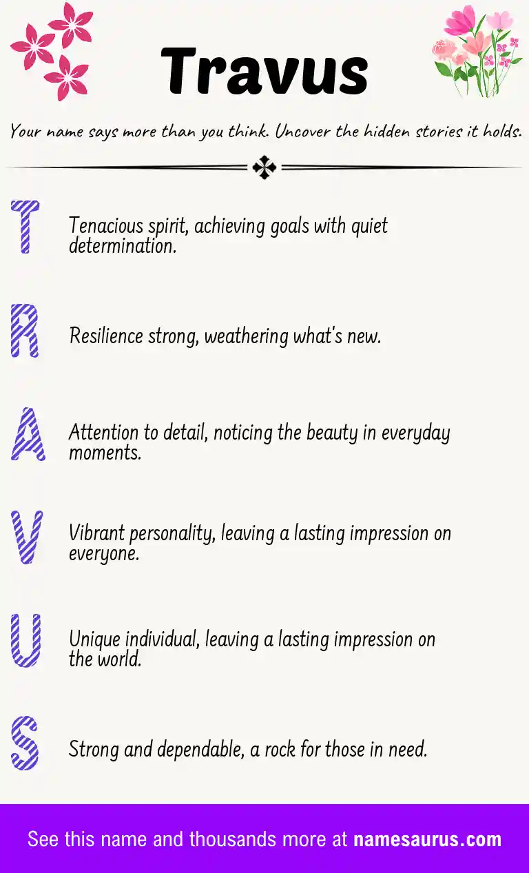 Acrostic poem about Travus.