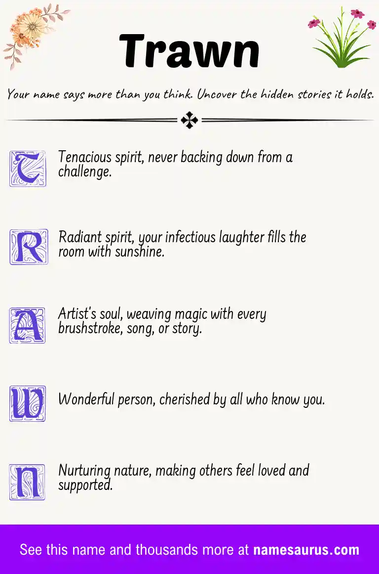 Acrostic poem about Trawn.