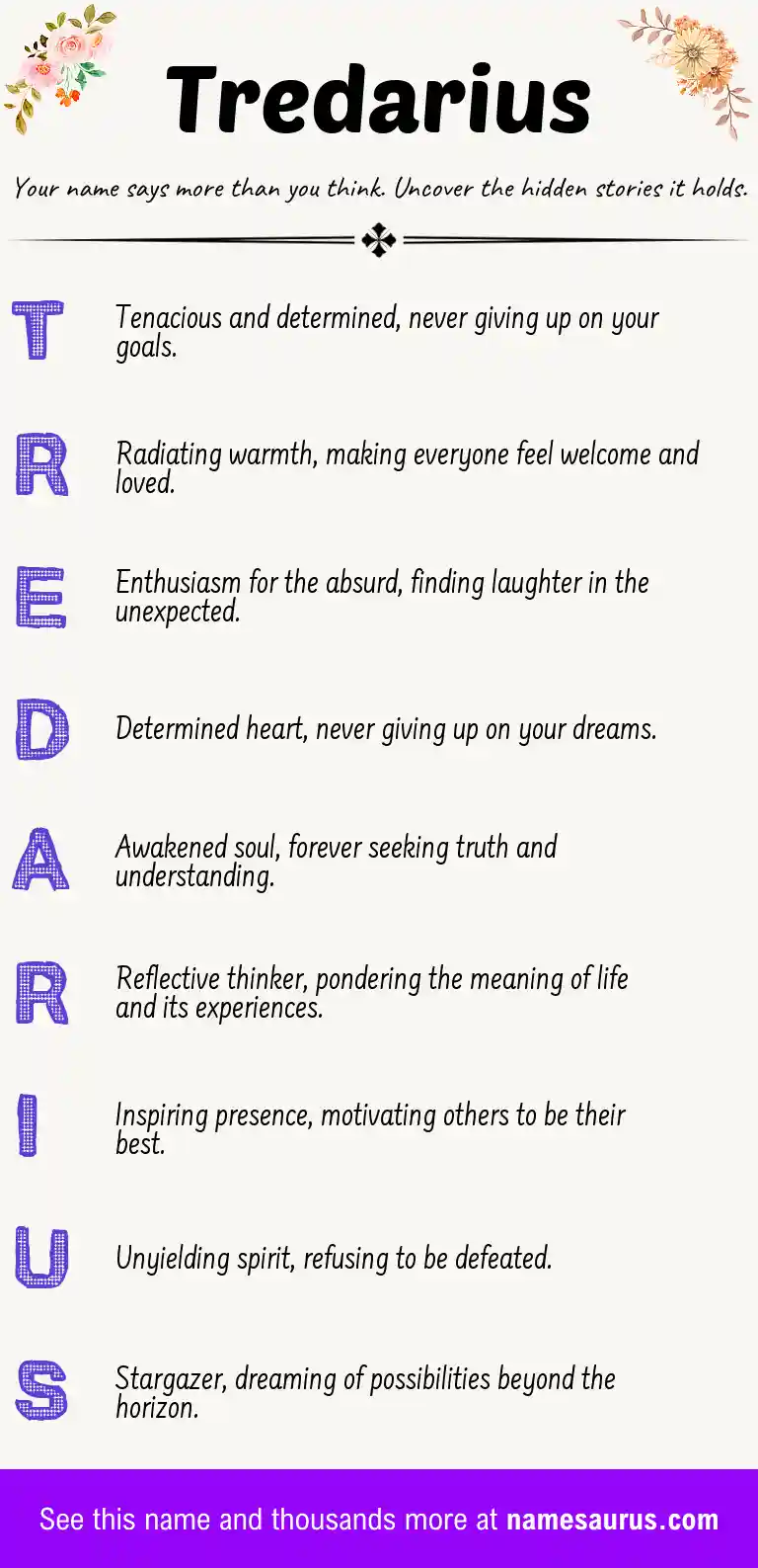 Acrostic poem about Tredarius.