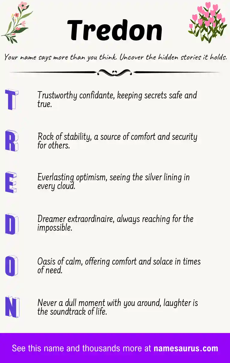Acrostic poem about Tredon.