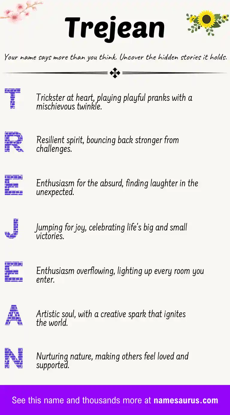 Acrostic poem about Trejean.
