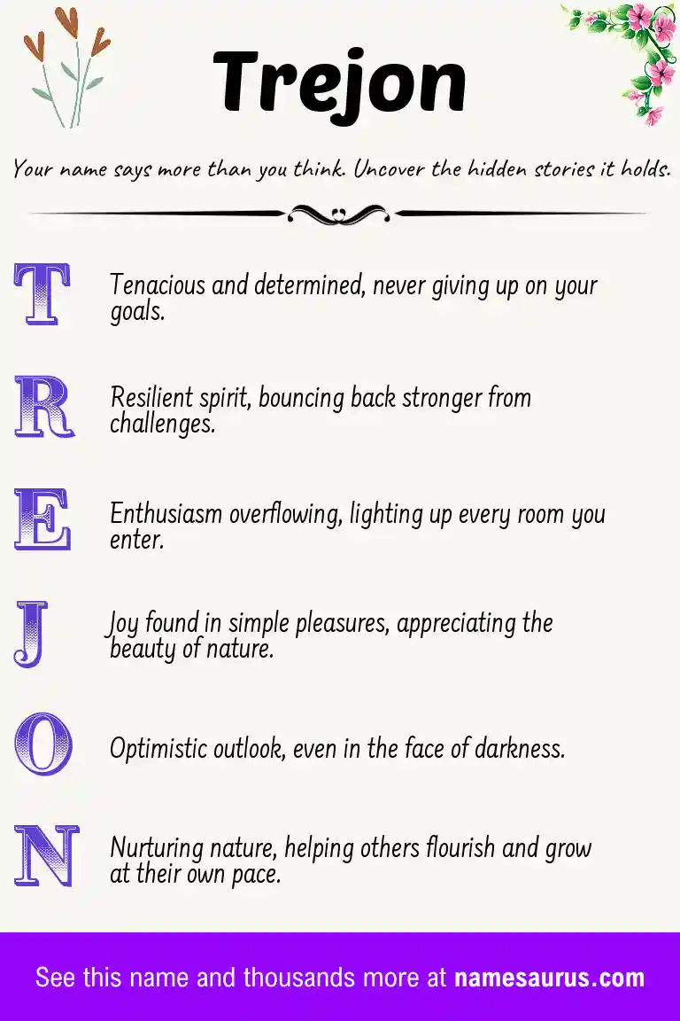 Acrostic poem about Trejon.