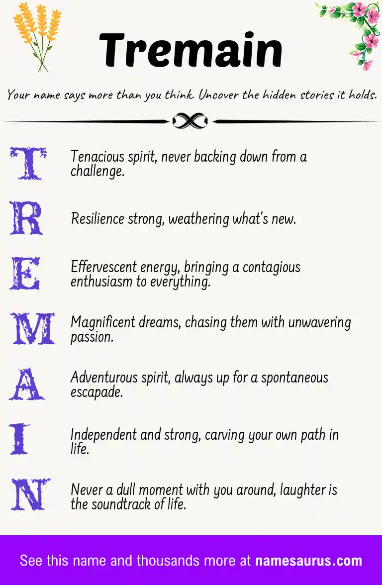 Acrostic poem about Tremain.