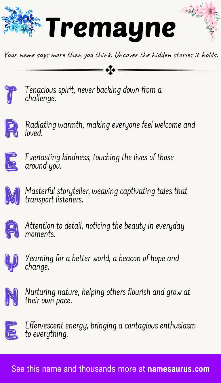Acrostic poem about Tremayne.