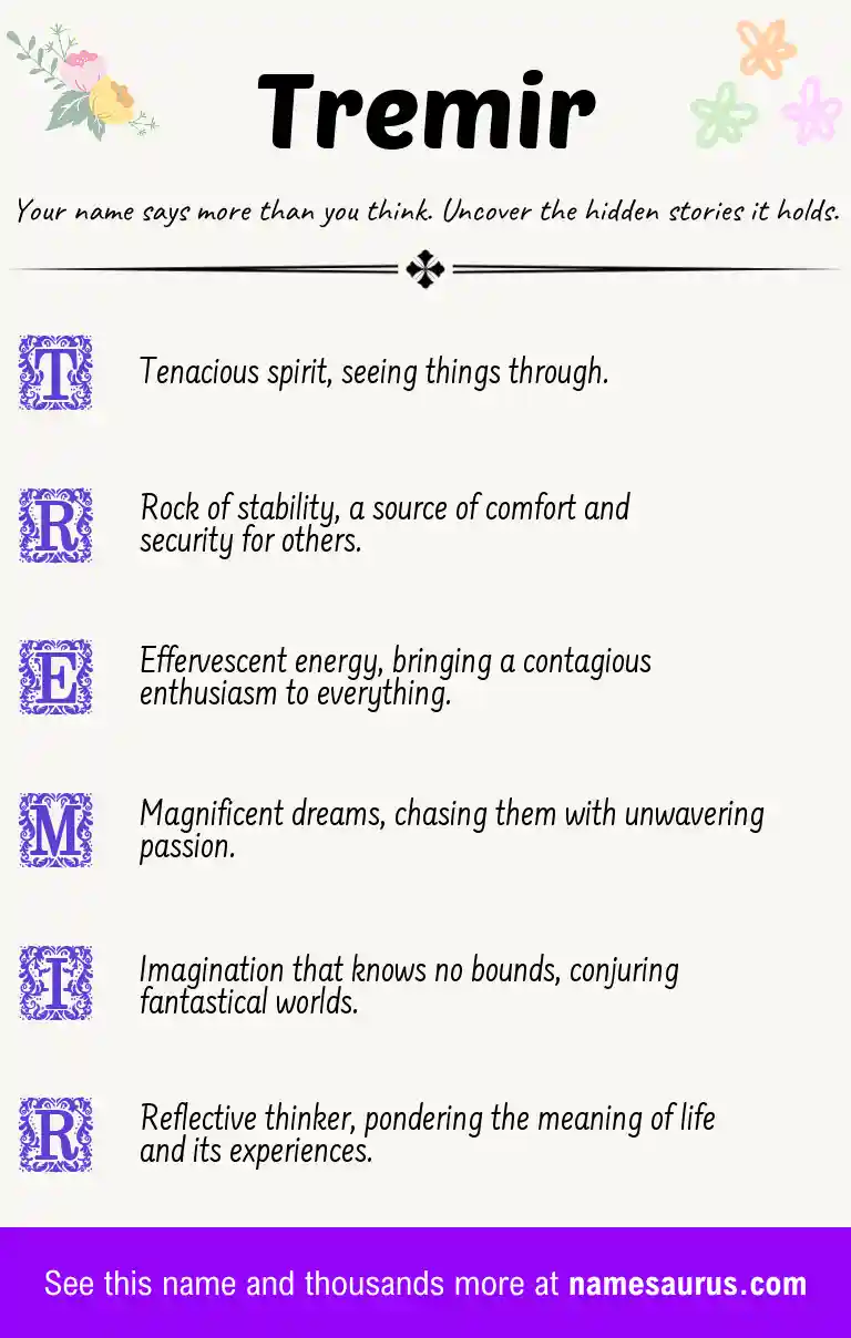 Acrostic poem about Tremir.