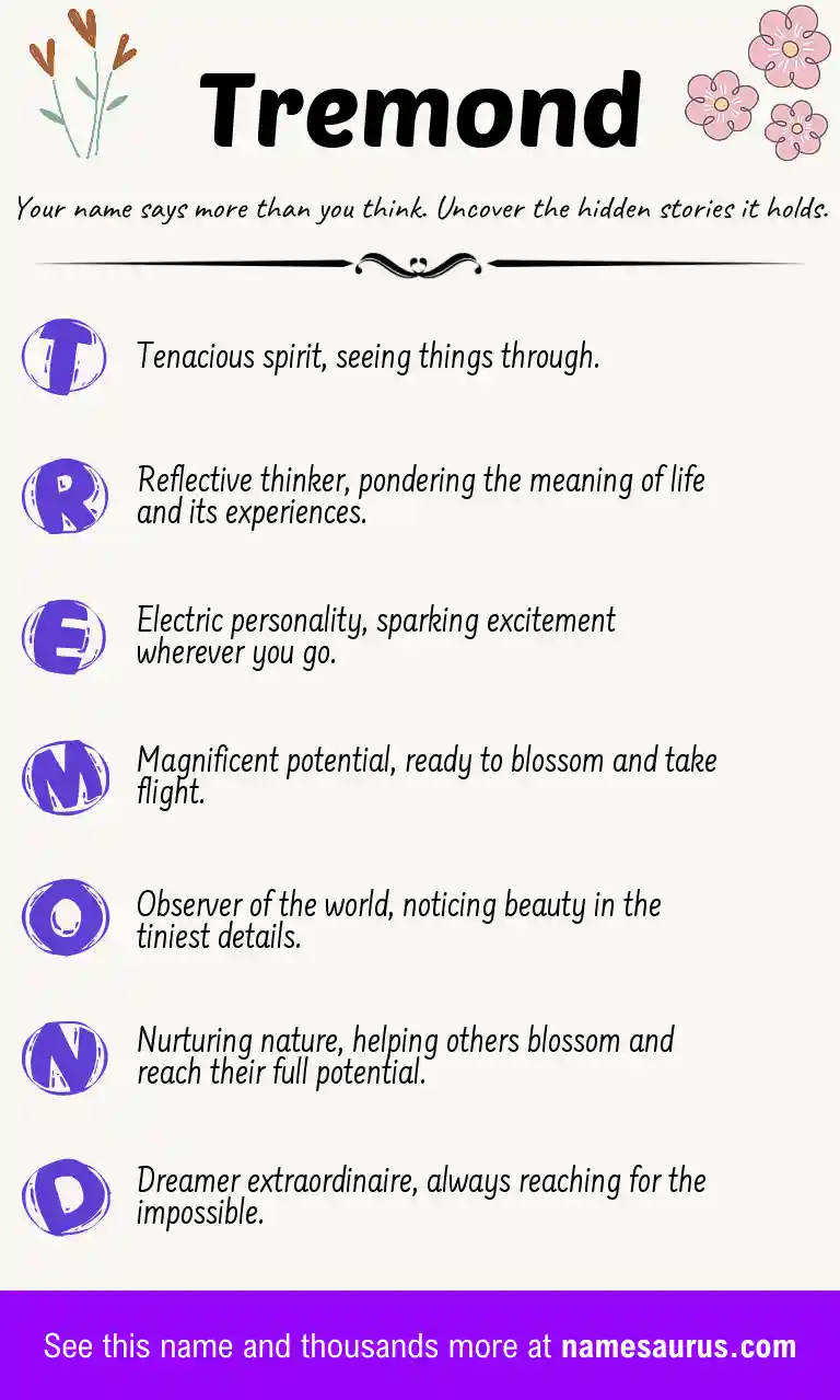 Acrostic poem about Tremond.