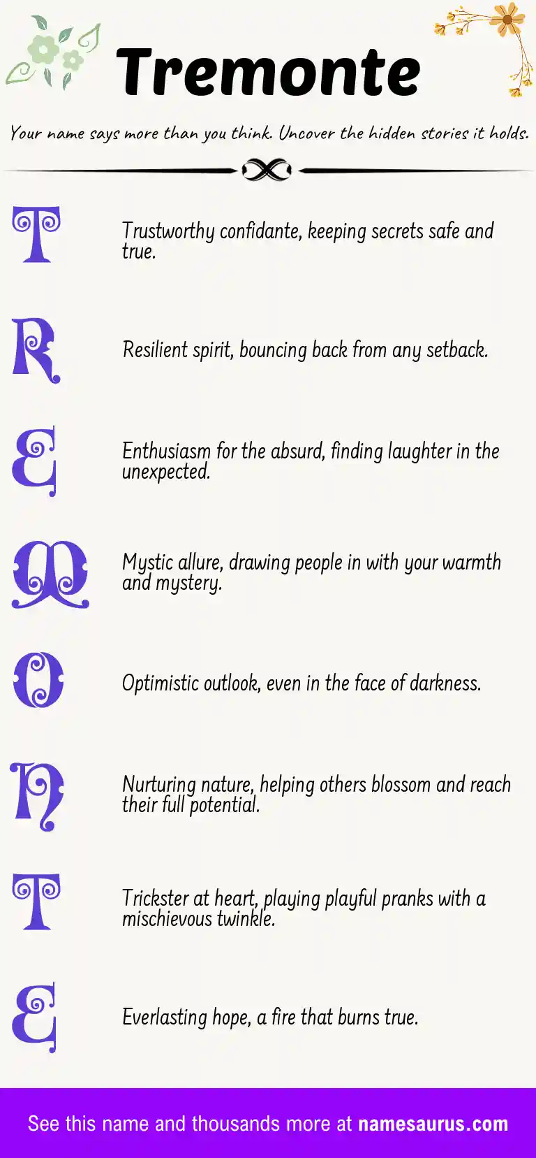 Acrostic poem about Tremonte.