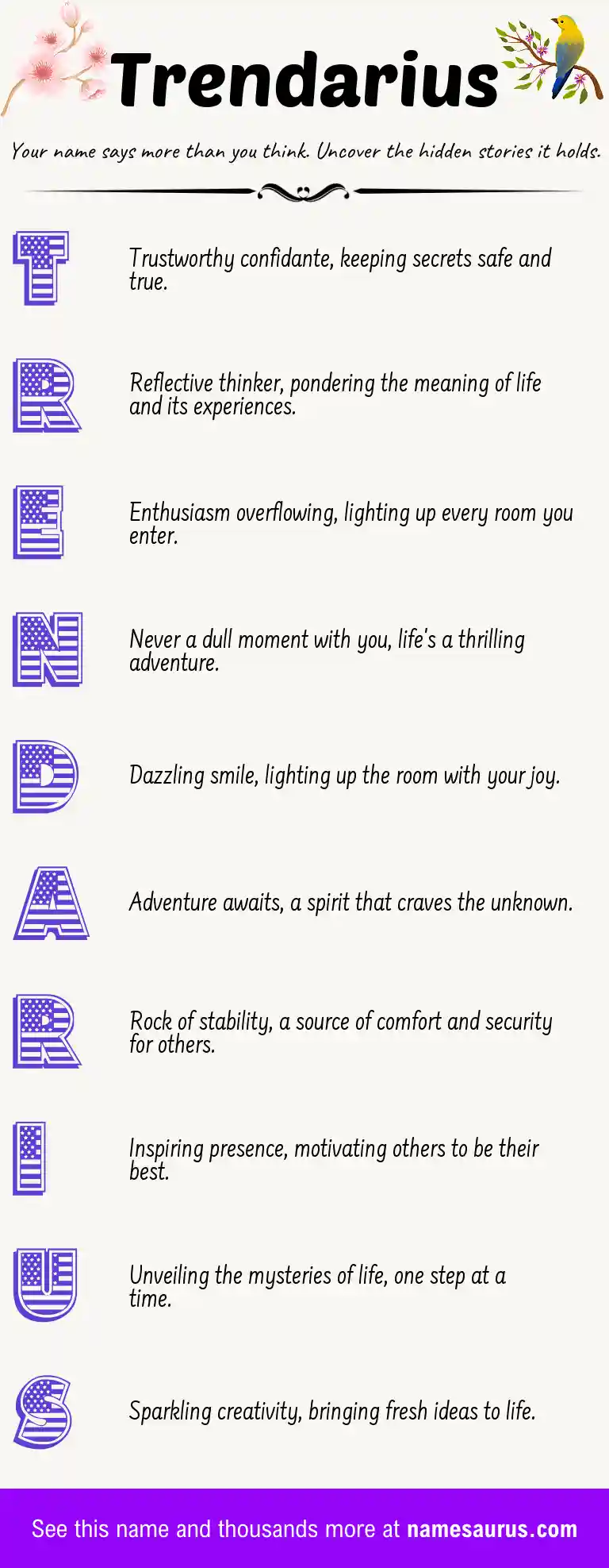 Acrostic poem about Trendarius.
