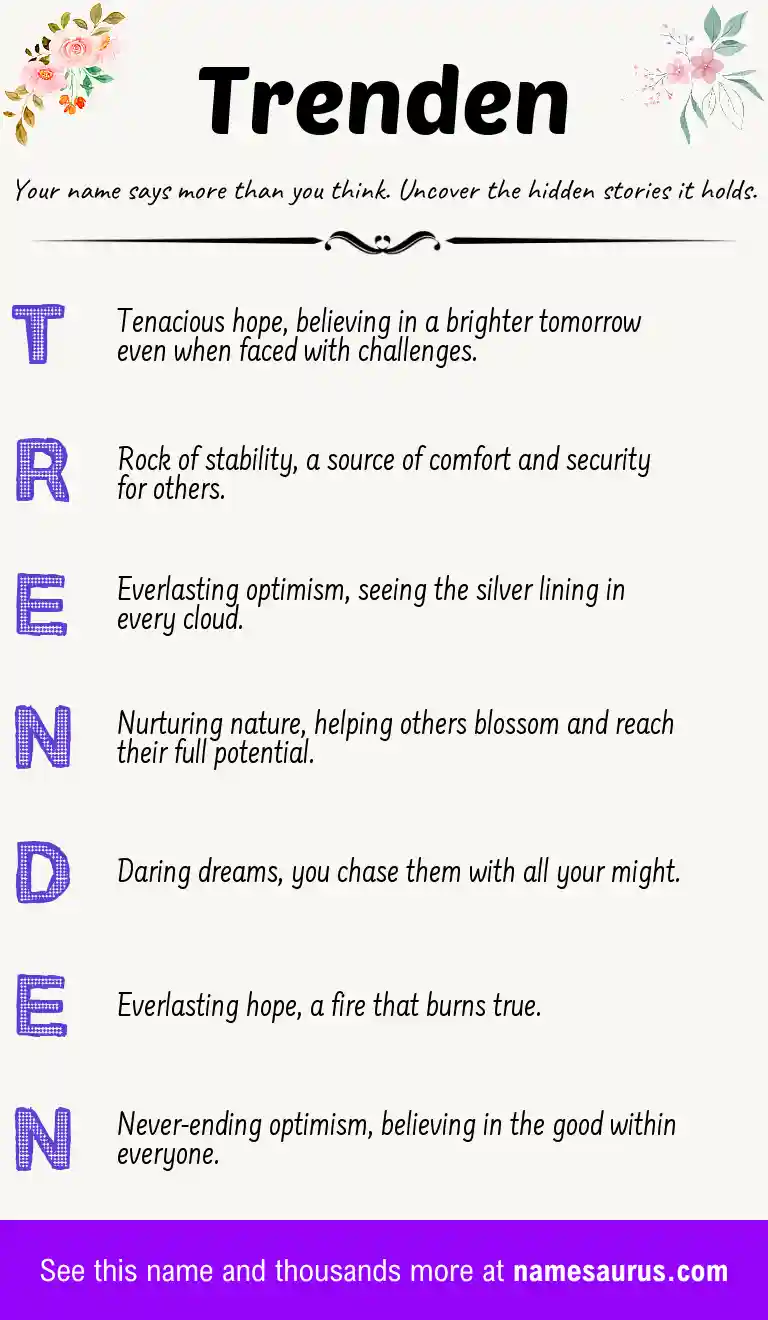 Acrostic poem about Trenden.