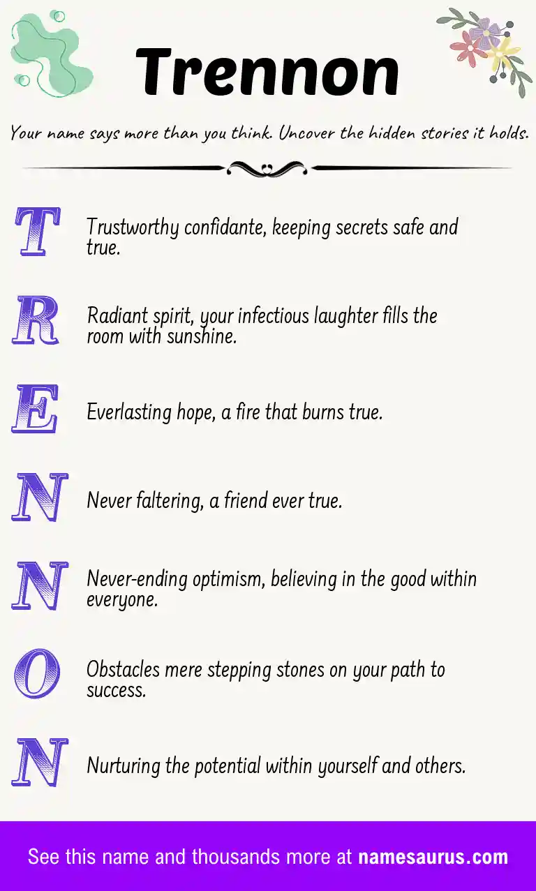 Acrostic poem about Trennon.