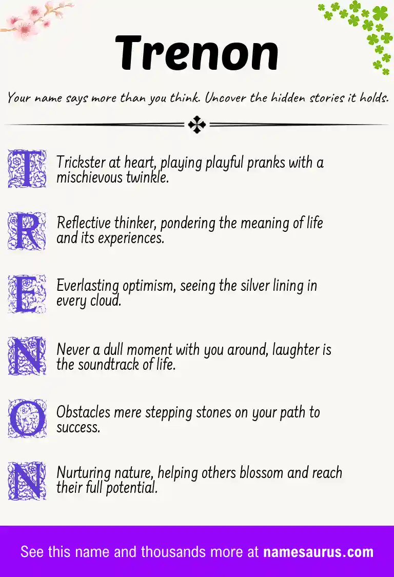 Acrostic poem about Trenon.