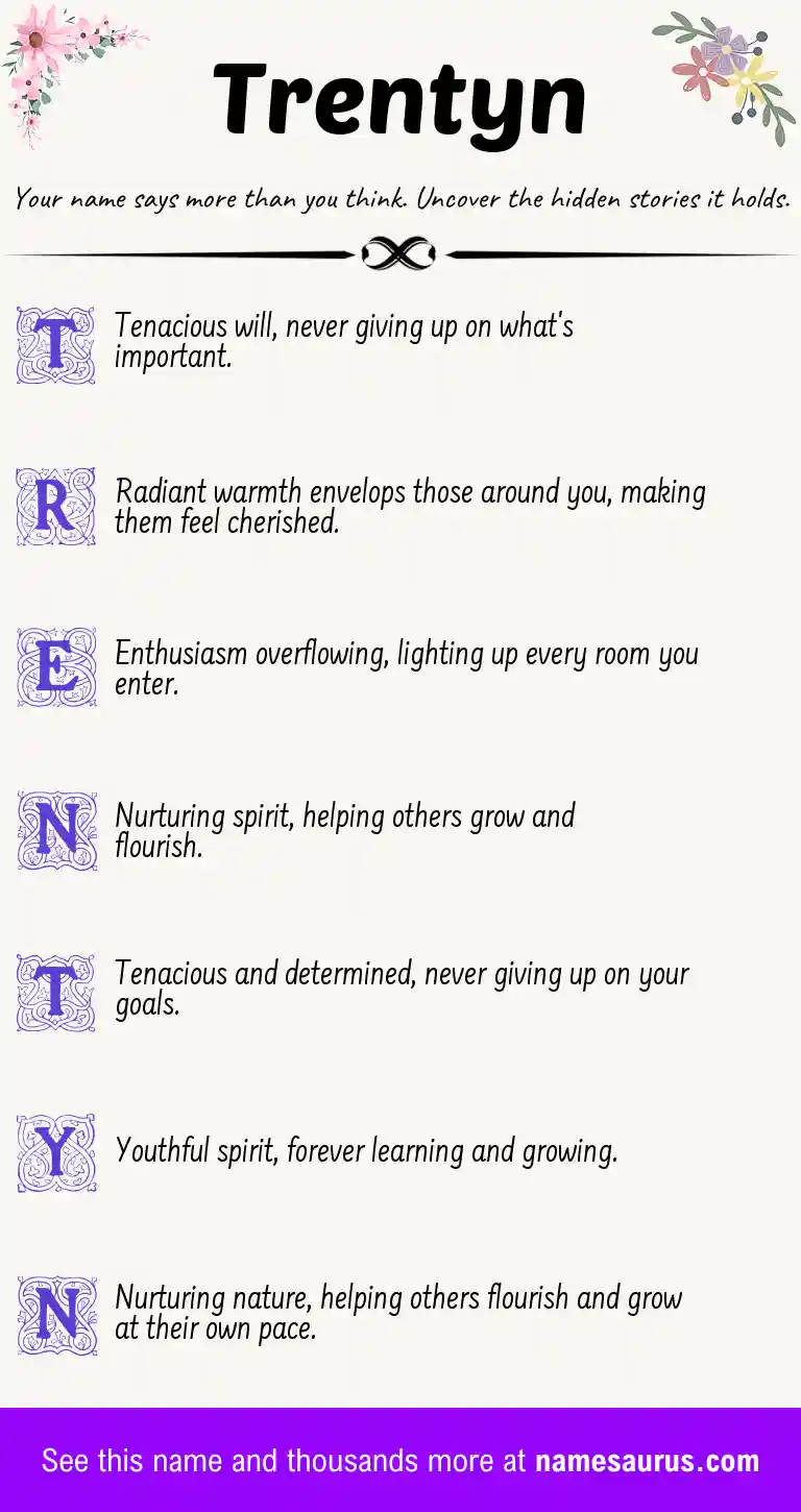 Acrostic poem about Trentyn.