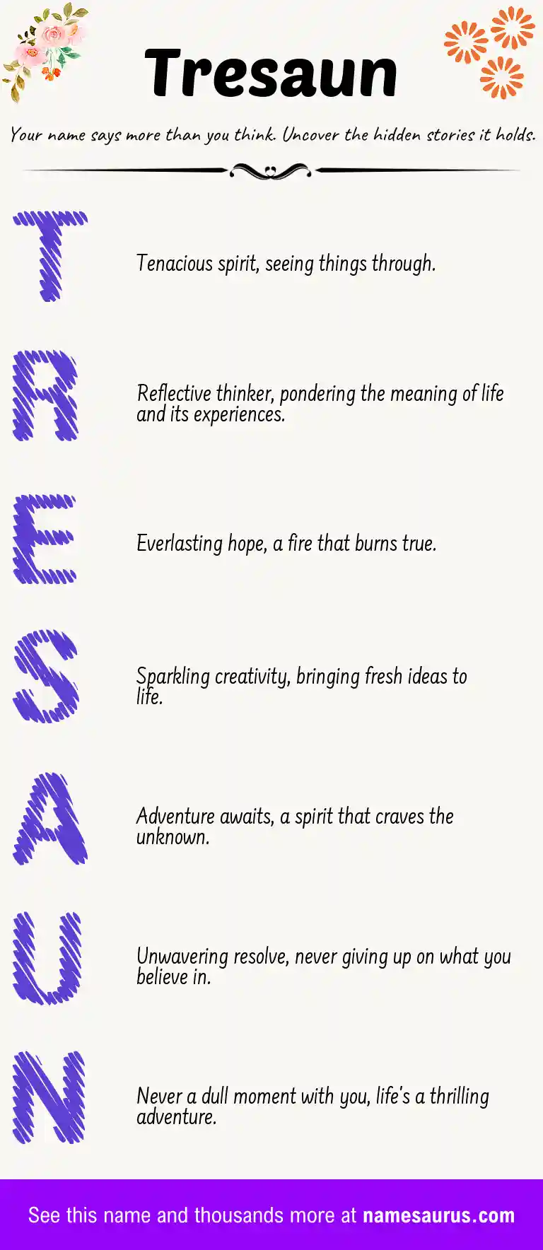 Acrostic poem about Tresaun.