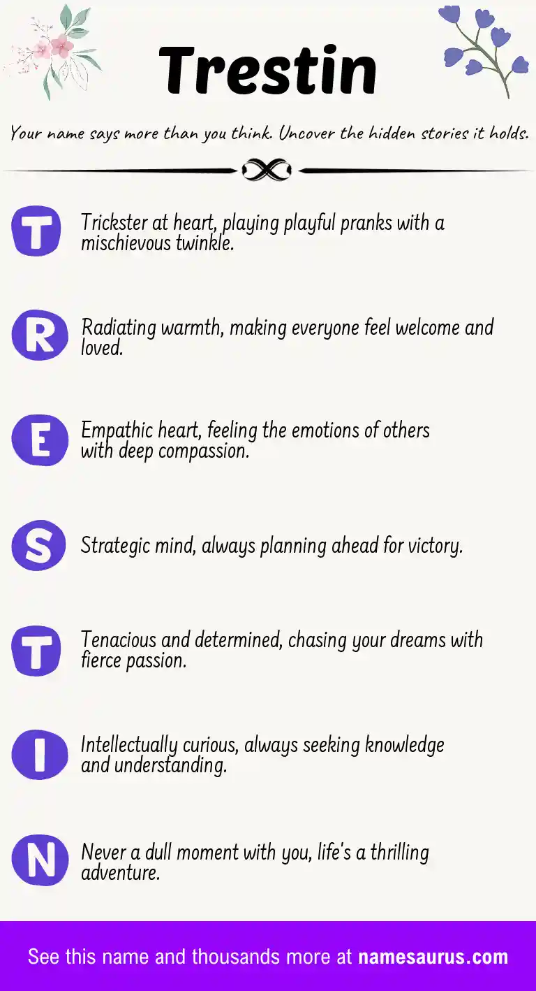 Acrostic poem about Trestin.
