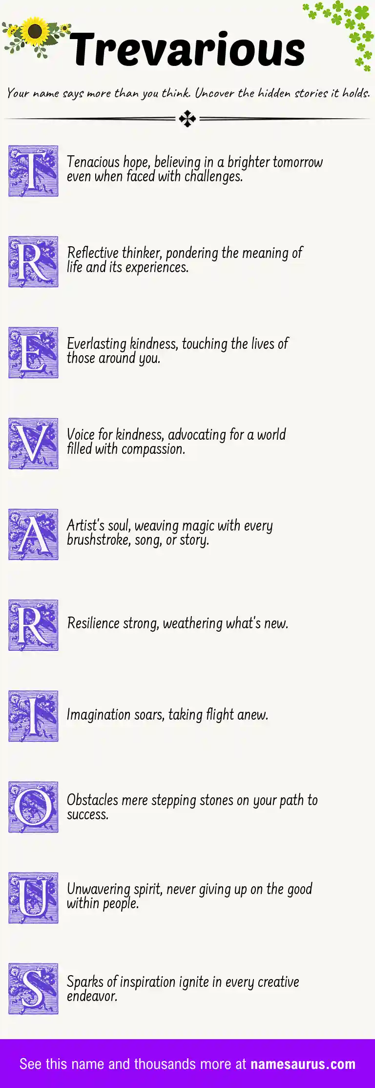 Acrostic poem about Trevarious.