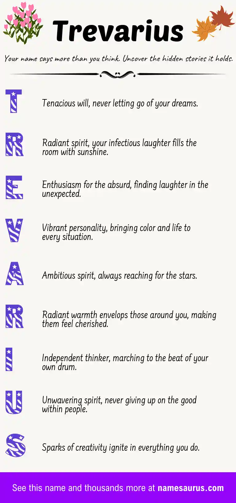 Acrostic poem about Trevarius.
