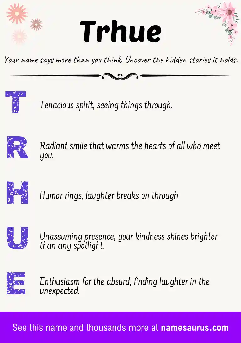 Acrostic poem about Trhue.