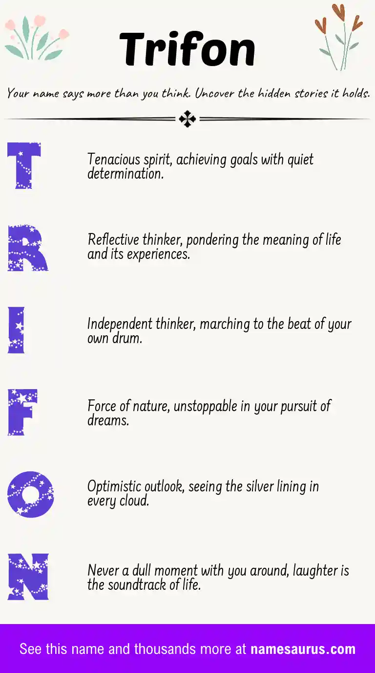 Acrostic poem about Trifon.