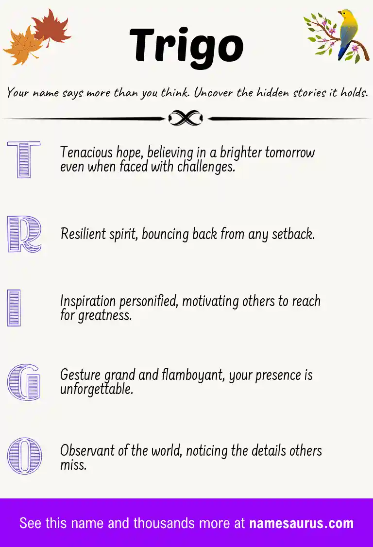 Acrostic poem about Trigo.