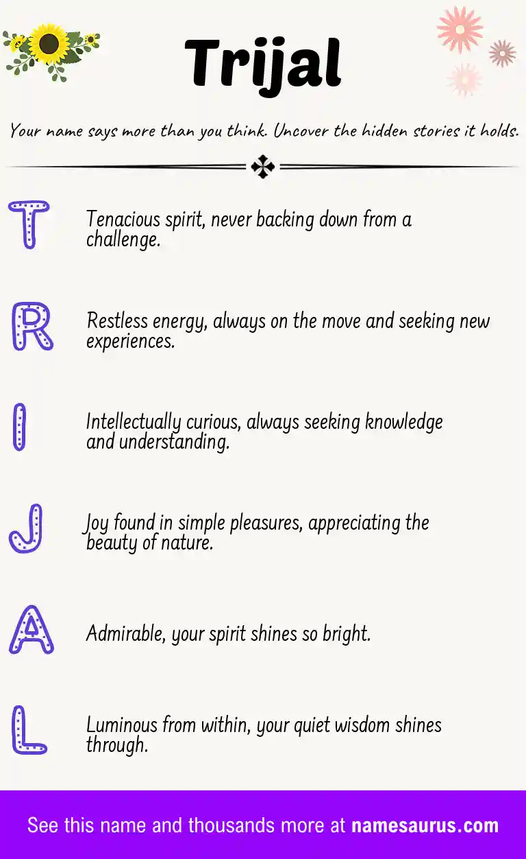 Acrostic poem about Trijal.