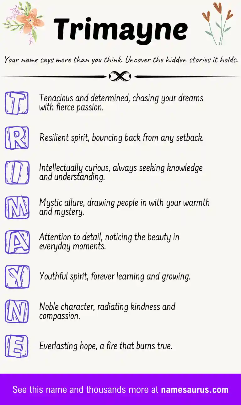 Acrostic poem about Trimayne.