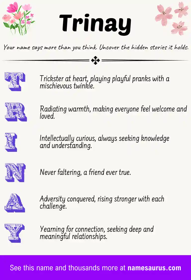 Acrostic poem about Trinay.