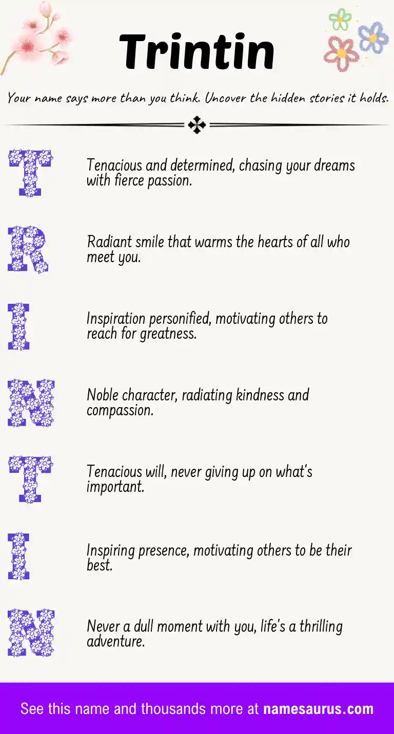Acrostic poem about Trintin.