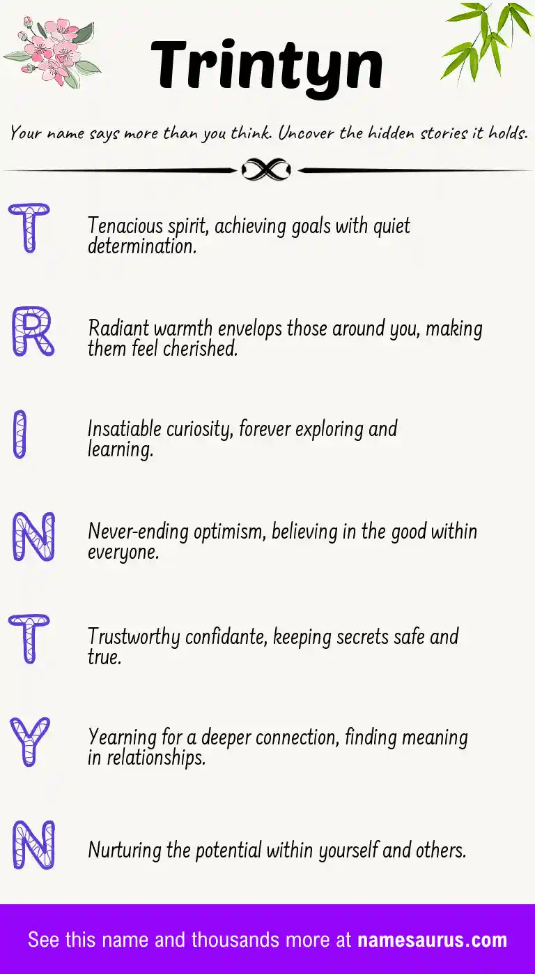 Acrostic poem about Trintyn.