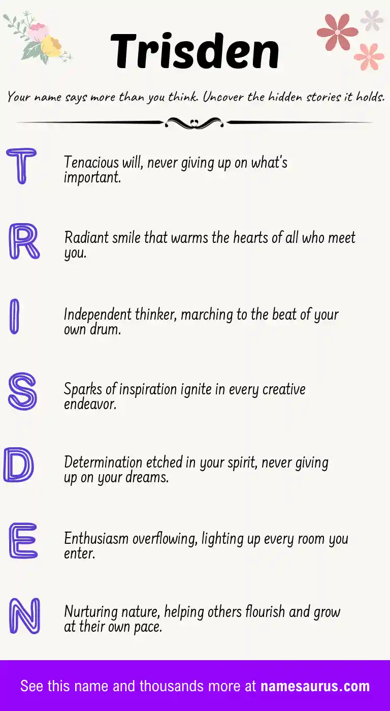 Acrostic poem about Trisden.