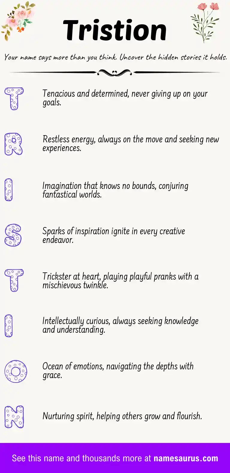 Acrostic poem about Tristion.