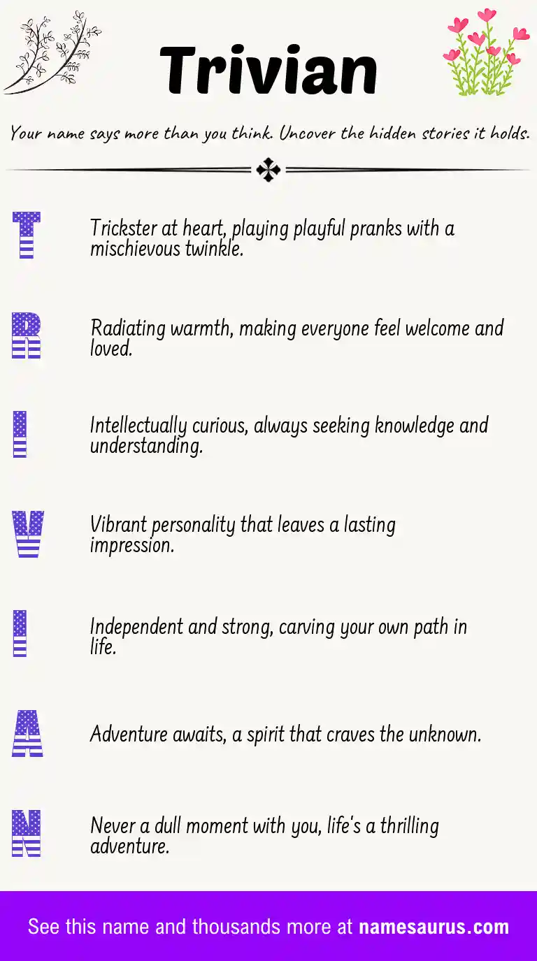 Acrostic poem about Trivian.