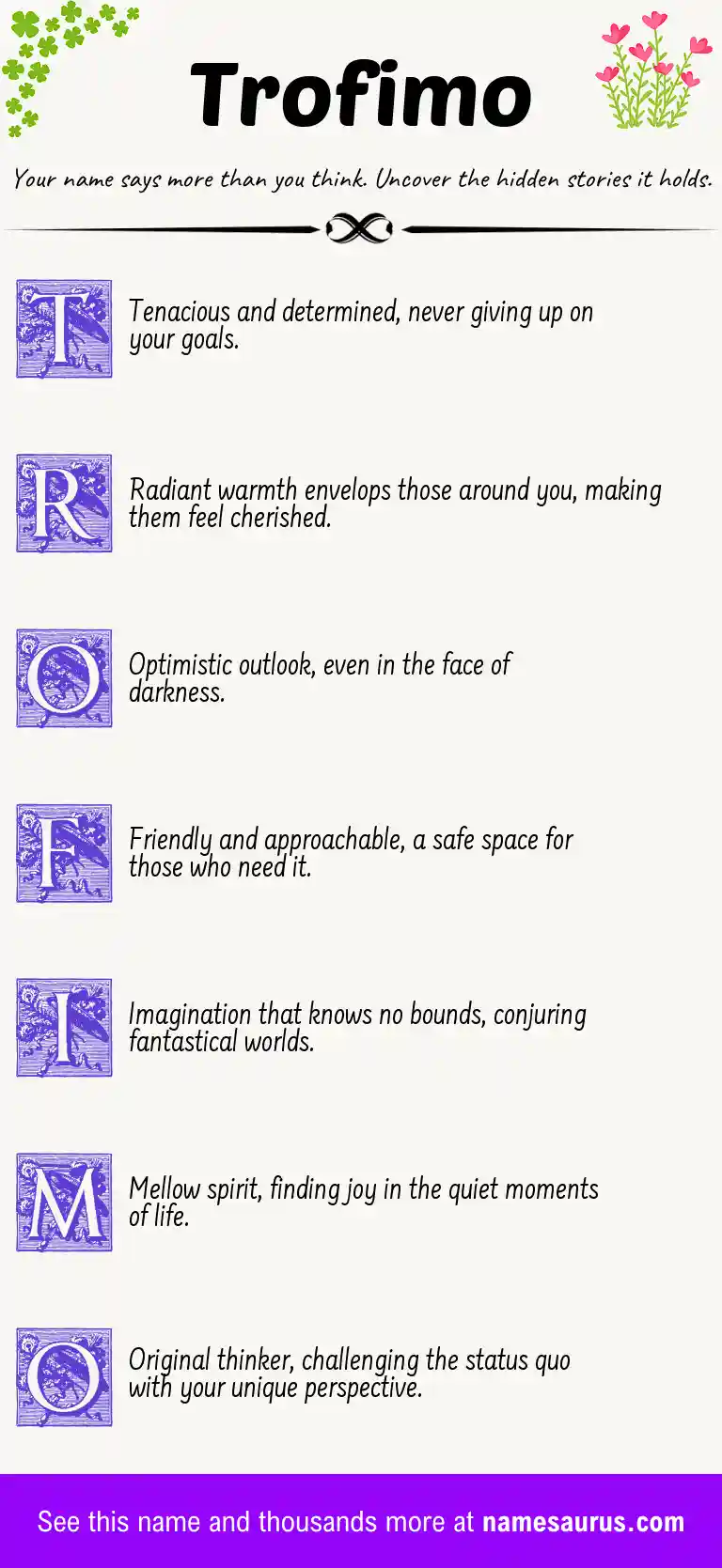 Acrostic poem about Trofimo.