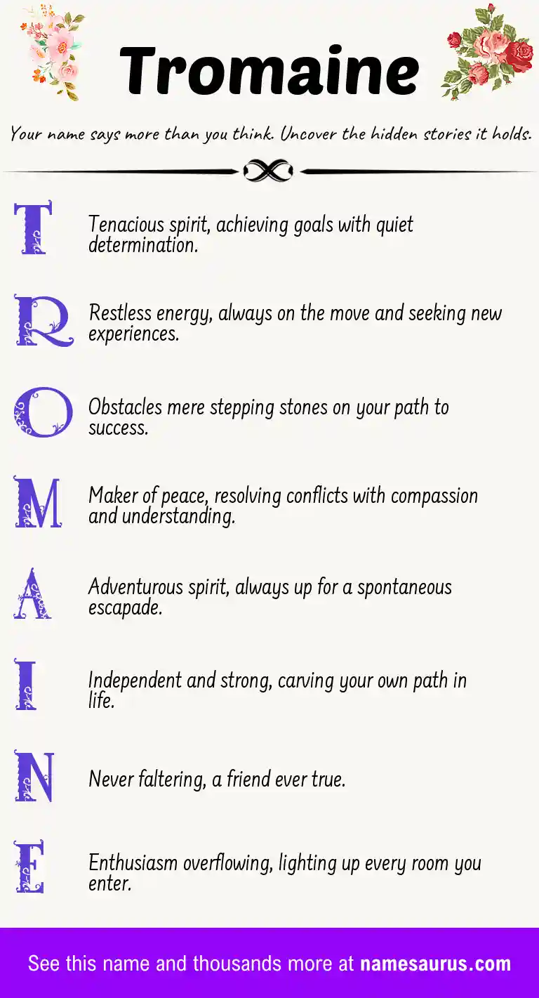 Acrostic poem about Tromaine.