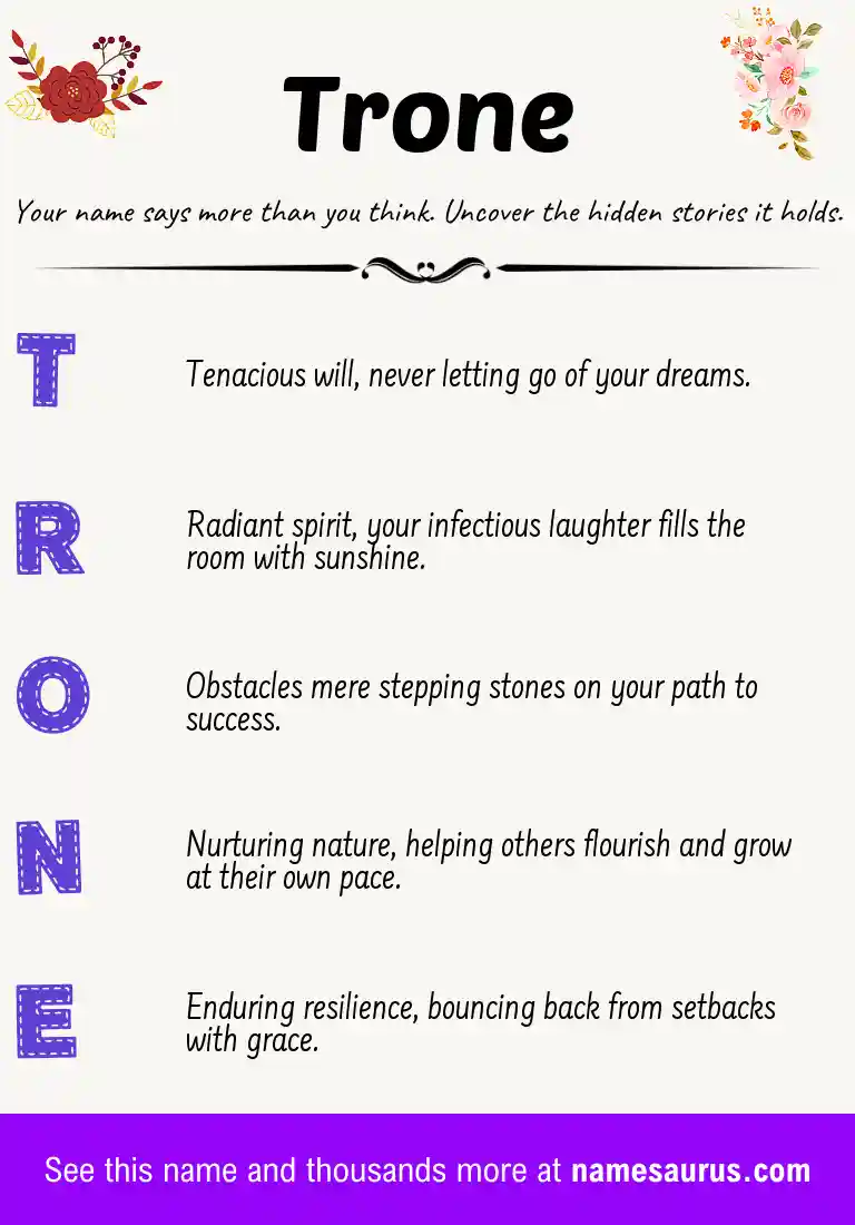Acrostic poem about Trone.
